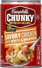 Campbell's Chunky Soup, Savory Chicken with White and Wild Rice Soup, 18.8 Oz Can (Pack of 2)