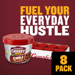 Campbell's Chunky Chili, Hot & Spicy with Beans, 15.25 oz Microwavable Bowl (Pack of 8)