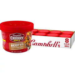 Campbell’s Chunky Soup, Beef Soup with Country Vegetables, 15.25 oz Microwavable Bowl (Case of 8)