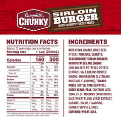 Campbell’s Chunky Soup, Sirloin Burger With Country Vegetable Beef Soup, 18.8 oz Can (Case of 12)