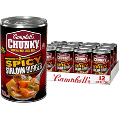 Campbell's Chunky Soup, Spicy Sirloin Burger Soup, 18.8 Oz Can (Case of 12)