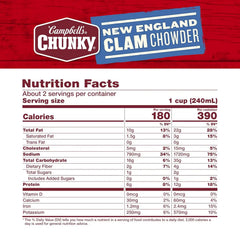 Campbell's Chunky Soup, New England Clam Chowder, 18.8 Oz Can (Pack of 3)