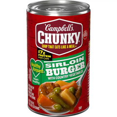 Campbell's Chunky Healthy Request Sirloin Burger With Country Vegetables Beef Soup, 18.8 oz Can