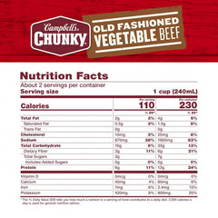 Campbell's Chunky Soup, Old Fashioned Vegetable Beef Soup, 18.8 Ounce Can (12 pack)