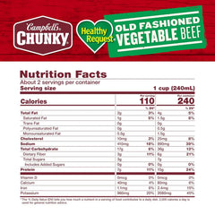 Campbell’s Chunky Healthy Request Soup, Old Fashioned Vegetable Beef Soup, 18.8 Oz Can
