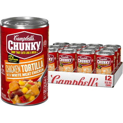 Campbell's Chunky Soup, Chicken Tortilla Soup with Grilled White Meat Chicken, 18.6 Oz Can (Case of 12)