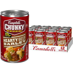 Campbell’s Chunky Soup, Hearty Beef and Barley Soup, 18.8 Oz Can (Case of 12)