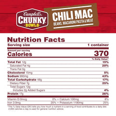 Campbell’s Chunky Soup, Chili Mac Soup, 15.25 oz Microwavable Bowl