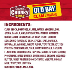 Campbell's Chunky Soup, OLD BAY Seasoned Clam Chowder, 15.25 oz Microwavable Bowl (Case of 8)