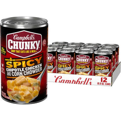 Campbell’s Chunky Soup, Chipotle Chicken Corn Chowder Soup, 18.8 oz Can (Pack of 12)