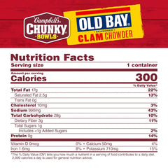 Campbell's Chunky Soup, OLD BAY Seasoned Clam Chowder, 15.25 oz Microwavable Bowl (Case of 8)