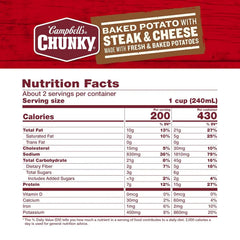Campbell's Chunky Soup, Baked Potato with Steak and Cheese Soup, 18.8 oz Can (Case of 12)