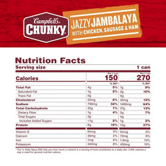 Campbell’s Chunky Soup, Jazzy Jambalaya with Chicken, Sausage and Ham Soup, 16.1 oz Can (Pack of 8)