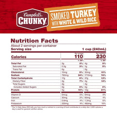 Campbell’s Chunky Soup, Smoked Turkey with White and Wild Rice Soup, 18.6 oz Can