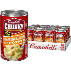 Campbell's Chunky Soup, Chicken Broccoli Cheese Soup, 18.8 Oz Can (Case of 12)
