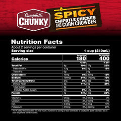 Campbell’s Chunky Soup, Chipotle Chicken Corn Chowder Soup, 18.8 oz Can (Pack of 5)
