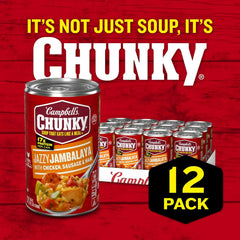 Campbell’s Chunky Soup, Jazzy Jambalaya with Chicken, Sausage and Ham Soup, 18.6 oz Can (Pack of 12)