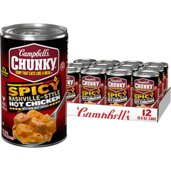 Campbell’s Chunky Soup, Spicy Nashville-Style Hot Chicken Soup, 18.8 oz Can (12 Pack)
