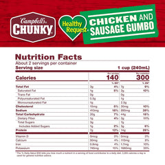 Campbell’s Chunky Soup, Healthy Request Chicken and Sausage Gumbo, 18.8 oz Can (Case of 12)