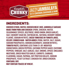 Campbell’s Chunky Soup, Jazzy Jambalaya with Chicken, Sausage and Ham Soup, 18.6 oz Can (Pack of 12)