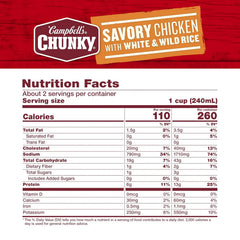 Campbell's Chunky Soup, Savory Chicken with White and Wild Rice Soup, 18.8 Oz Can