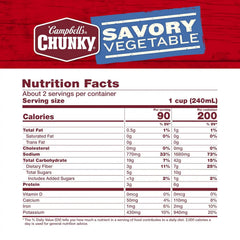 Campbell’s Chunky Soup, Savory Vegetable Soup, 18.8 Oz Can (Case of 12)