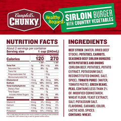 Campbell’s Chunky Healthy Request Soup, Sirloin Burger with Country Vegetable Beef Soup, 18.8 oz Can (Case of 12)