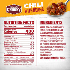 Campbell’s Chunky Chili With Beans, 15.25 oz Microwavable Bowl