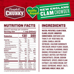 Campbell's Chunky Soup, Healthy Request New England Clam Chowder Soup, 18.8 oz Can (Pack of 4)
