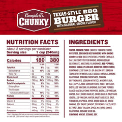 Campbell's Chunky Texas-Style BBQ Burger with Natural Smoke Flavor Soup, 18.8 oz Can (Pack of 12)