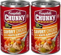 Campbell's Chunky Soup, Savory Chicken with White and Wild Rice Soup, 18.8 Oz Can (Pack of 2)