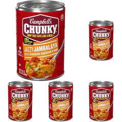 Campbell’s Chunky Soup, Jazzy Jambalaya with Chicken, Sausage and Ham Soup, 16.1 oz Can (Pack of 5)
