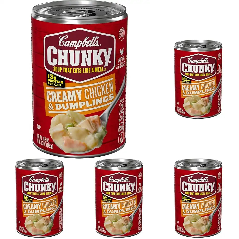 Campbell’s Chunky Soup, Creamy Chicken and Dumplings Soup, 16.3 Oz Can (Pack of 5)