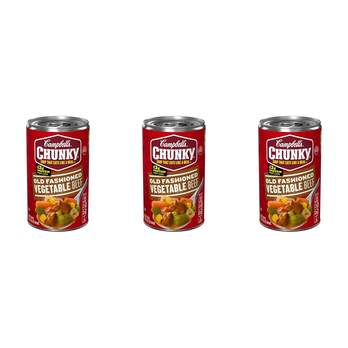 Campbell’s Chunky Soup, Old Fashioned Vegetable Beef Soup, 18.8 Oz Can (Pack of 3)