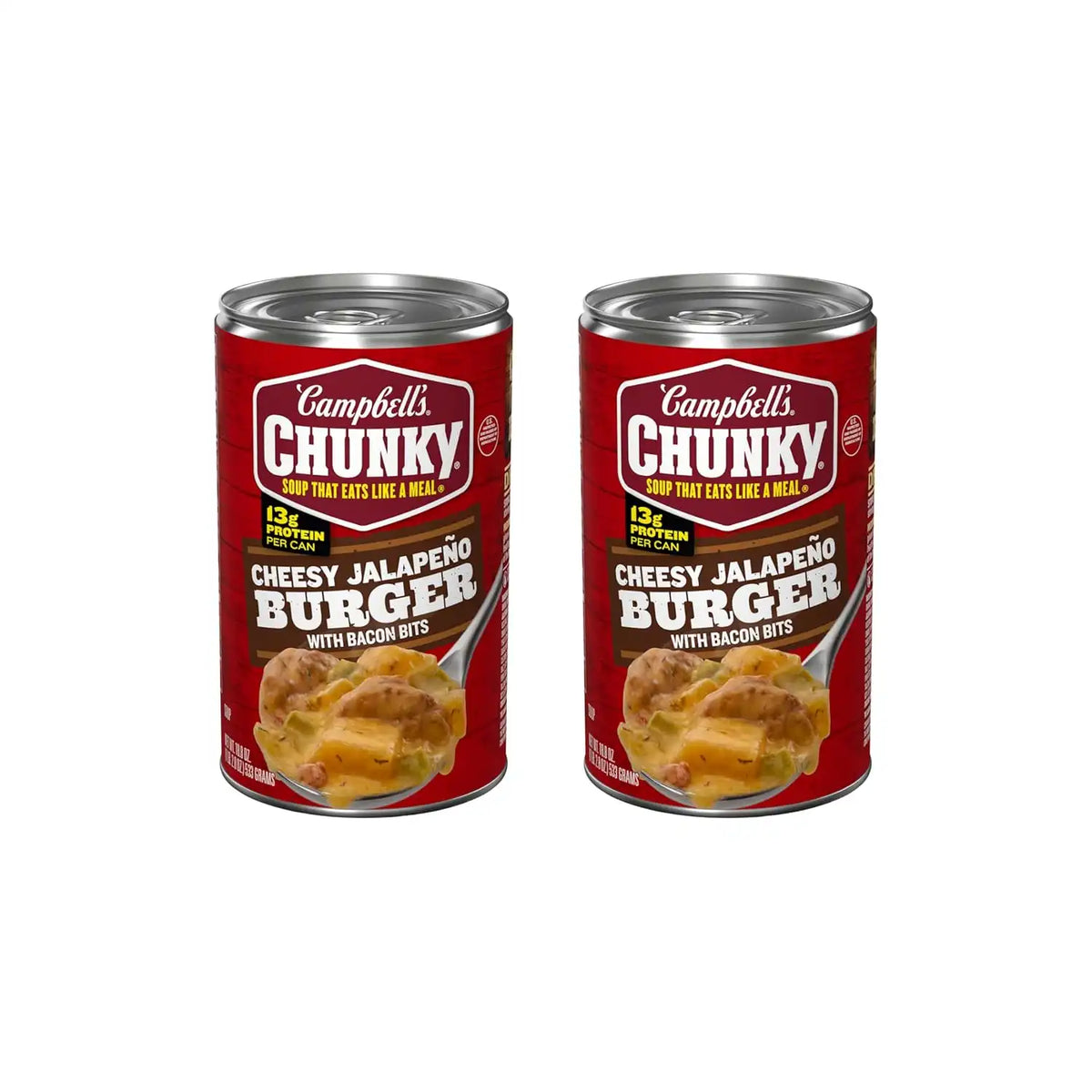 Campbell's Chunky Cheesy Jalapeño Burger with Bacon Bits Soup, 18.8 oz Can (Pack of 2)