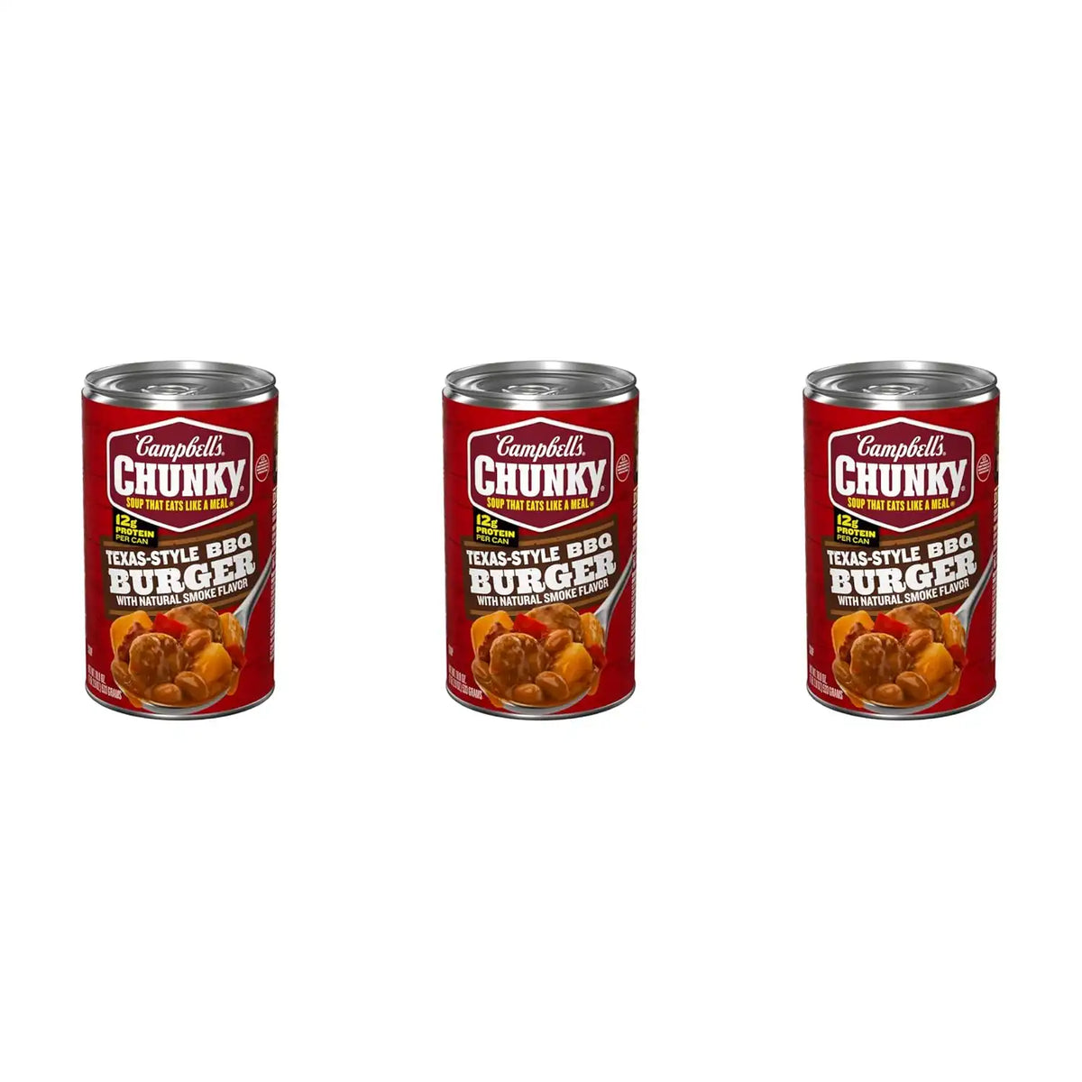Campbell's Chunky Texas-Style BBQ Burger with Natural Smoke Flavor Soup, 18.8 oz Can (Pack of 3)