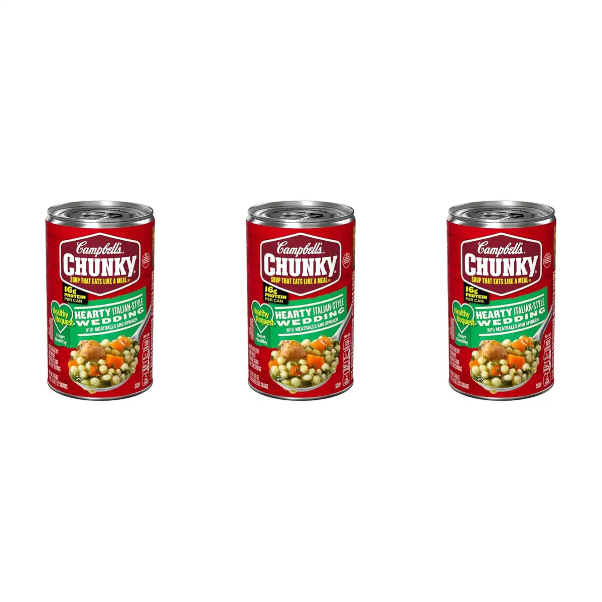 Campbell’s Chunky Healthy Request Soup, Hearty Italian Wedding Soup with Meatballs and Spinach, 18.8 Oz Can (Pack of 3)