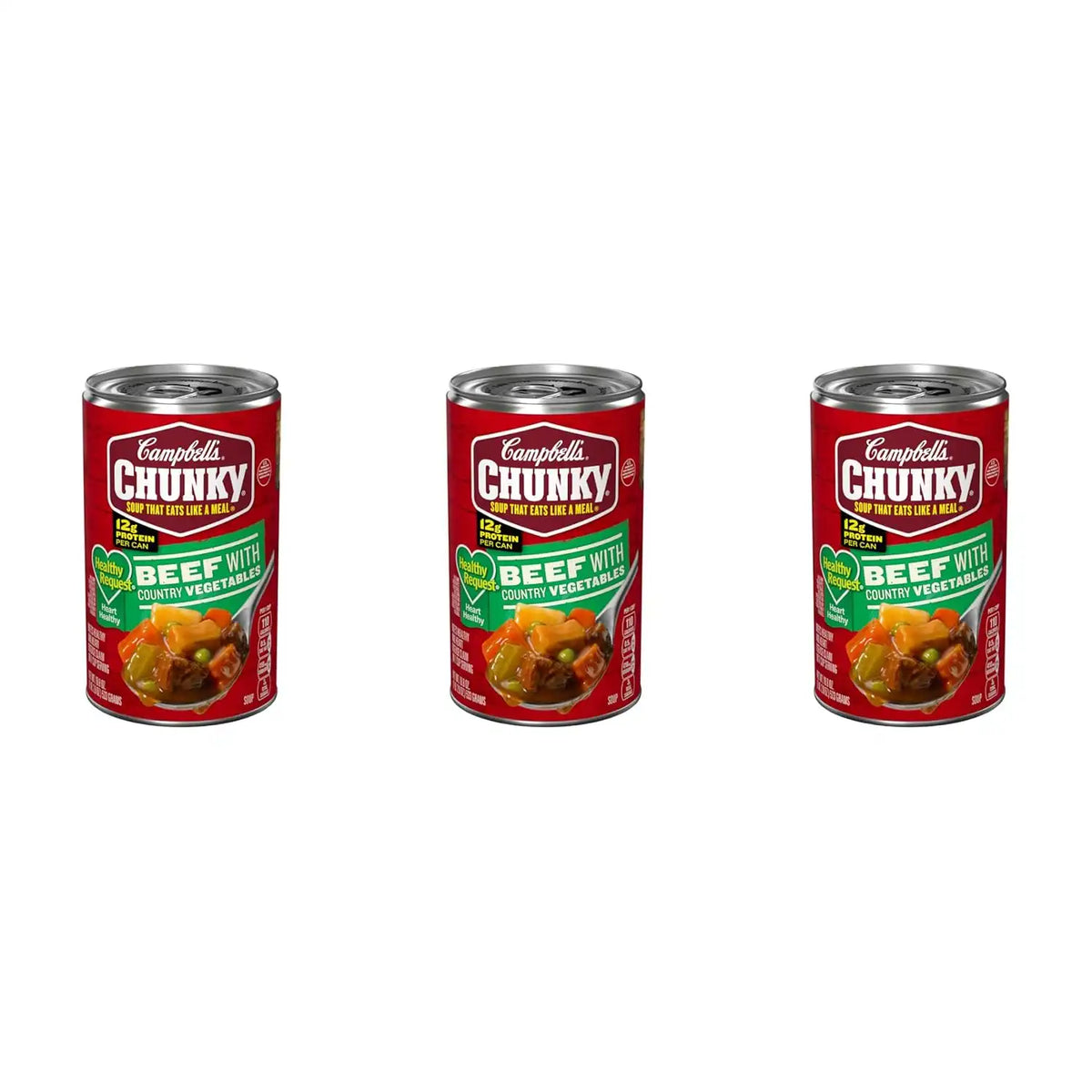 Campbell’s Chunky Healthy Request Soup, Beef Soup with Country Vegetables, 18.8 Oz Can, (Pack of 3)