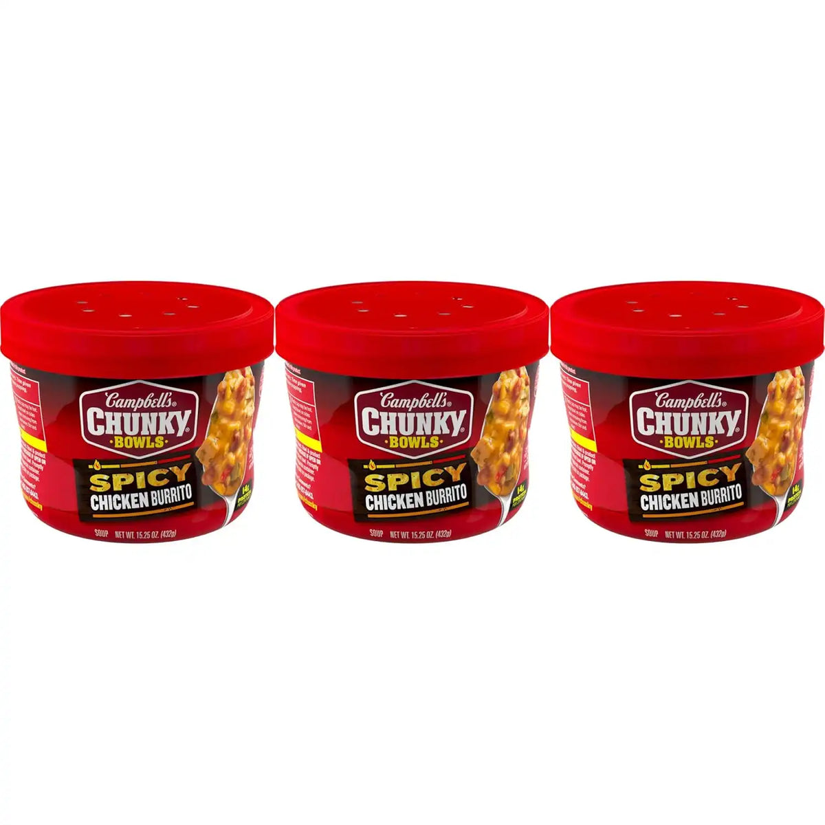 Campbell’s Chunky Spicy Chicken Burrito Soup, 15.25 oz Bowl (Pack of 3)