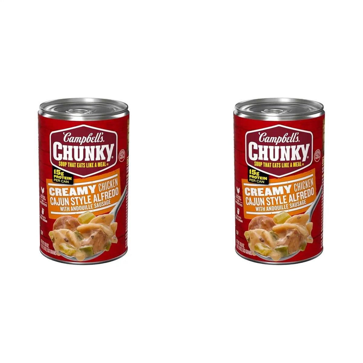 Campbell's Chunky Creamy Chicken Cajun Style Alfredo With Andouille Sausage Soup, 18.8 oz Can (Pack of 2)
