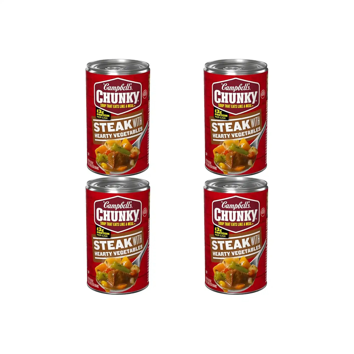 Campbell’s Chunky Soup, Steak With Hearty Vegetables Soup, 18.8 Oz Can (Pack of 4)