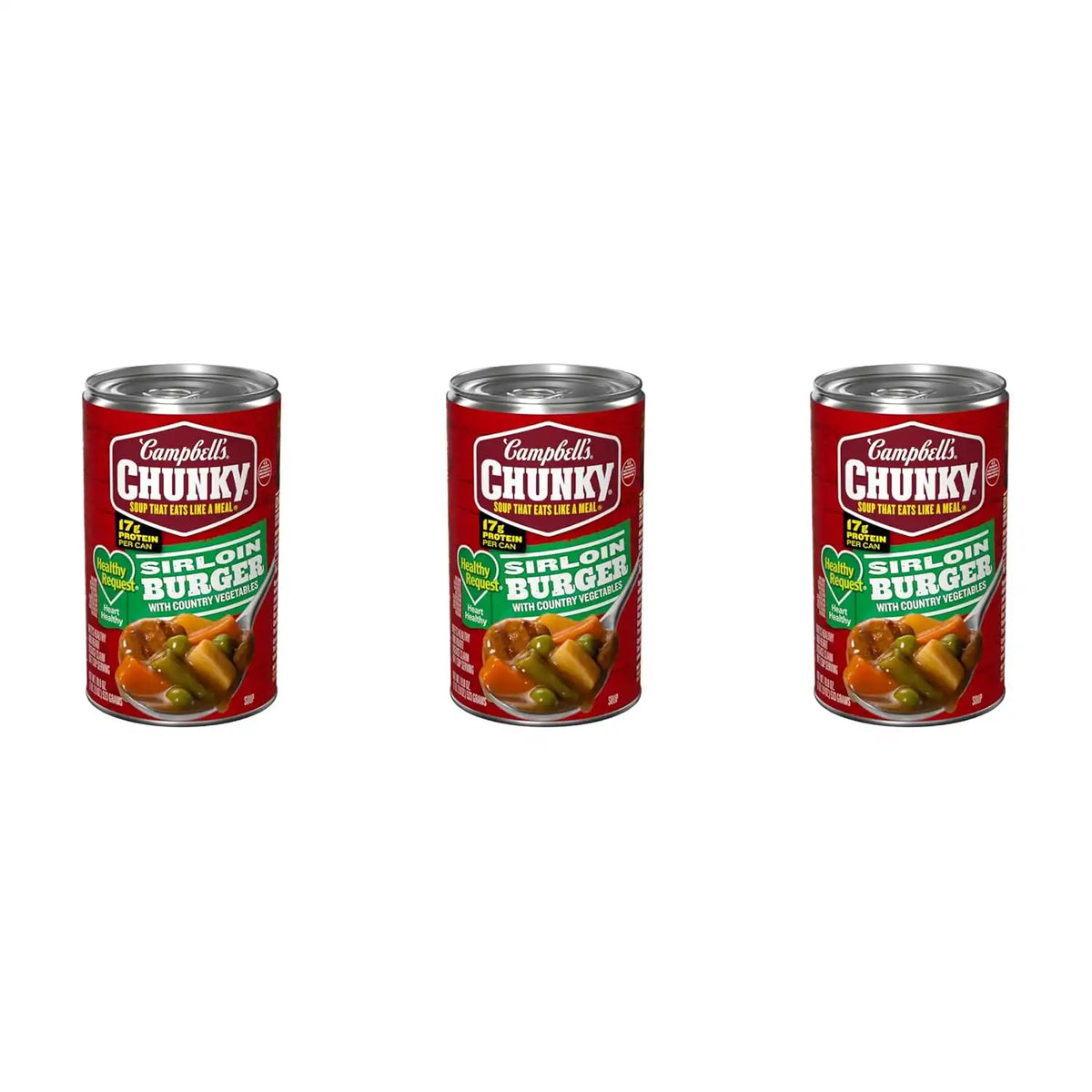 Campbell's Chunky Healthy Request Sirloin Burger With Country Vegetables Beef Soup, 18.8 oz Can (Pack of 3)