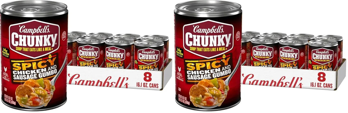 Campbell's Chunky Soup, Spicy Chicken and Sausage Gumbo, 16.1 oz Can (Case of 8) (Pack of 2)