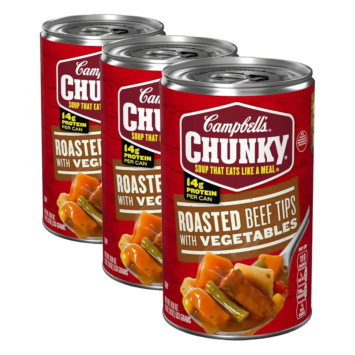 Campbell’s Chunky Soup, Roast Beef Tips With Vegetables Soup, 18.8 Oz Can (Pack of 3)