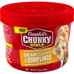 Campbell’s Chunky Creamy Chicken and Dumplings Soup, 15.25 oz Bowl (Pack of 4)