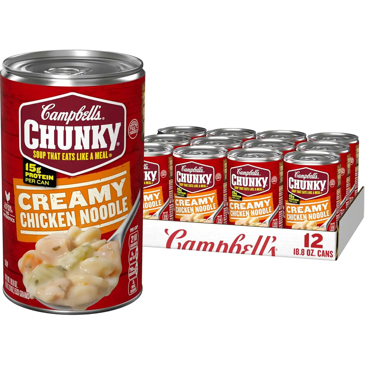 Campbell's Chunky Soup, Creamy Chicken Noodle Soup, 18.8 Oz Can (Case of 12)