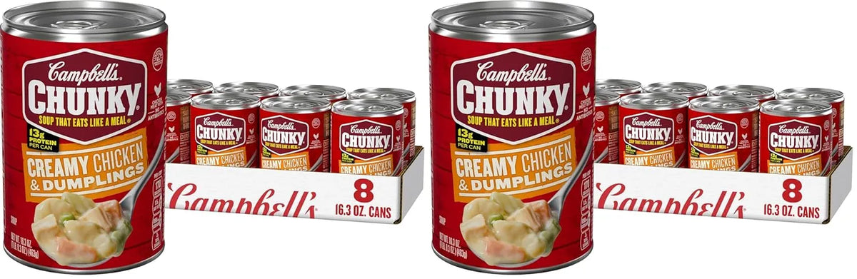 Campbell’s Chunky Soup, Creamy Chicken and Dumplings Soup, 16.3 Oz Can (Case of 8) (Pack of 2)