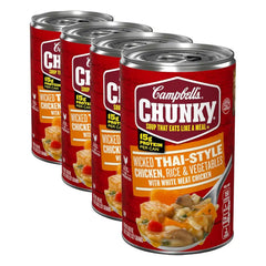 Campbell's Chunky Soup, Wicked Thai-Style Chicken with Rice & Vegetables Soup, 18.6 Ounce Can (Pack of 4)