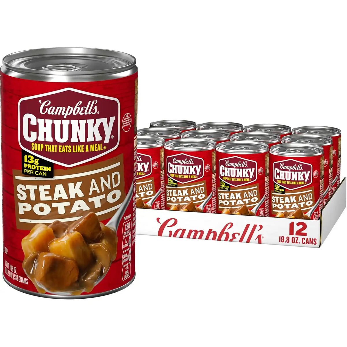 Campbell’s Chunky Soup, Steak and Potato Soup, 18.8 oz Can, Case of 12