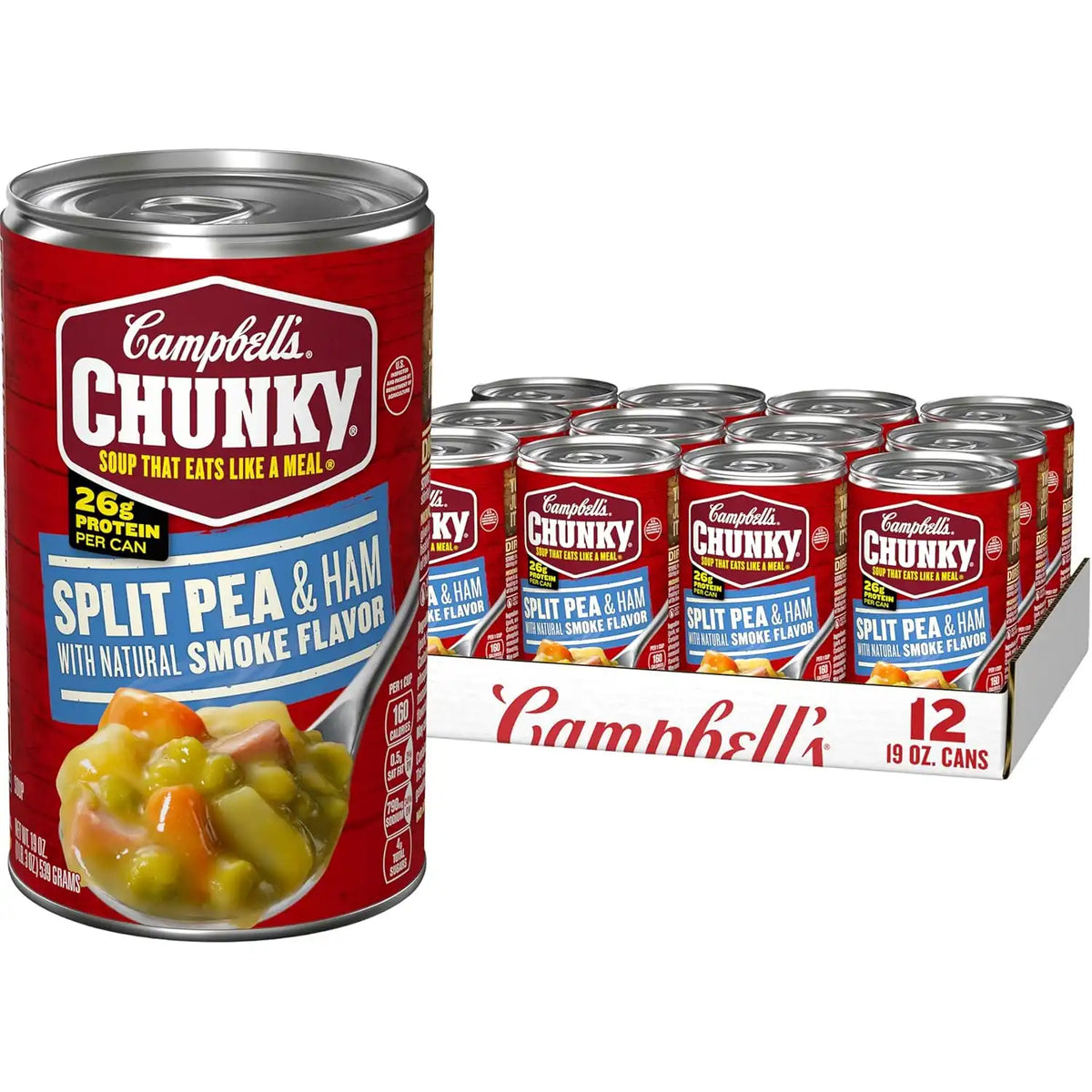 Campbell’s Chunky Soup, Split Pea Soup With Ham, 19 Oz Can (Case of 12)